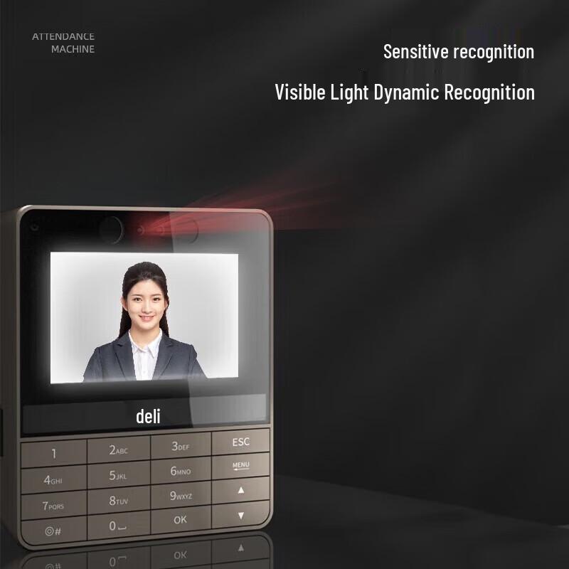 Deli Facial Recognition Time Clock 13865 CN plug (adapter included)