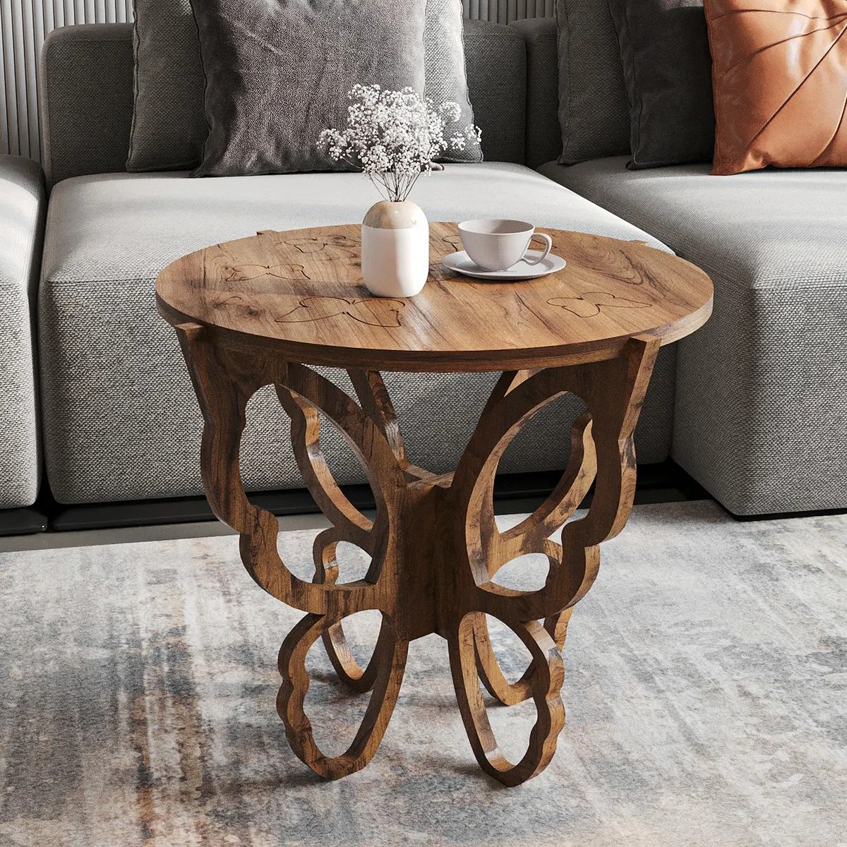 

Декоративный журнальный столик с бабочкой, современный мебельный аксессуар для гостиной, деревянный журнальный столик