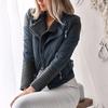 Women Vintage Leather Zipper Short  Motorcycle Slim Coat Retro Jacket