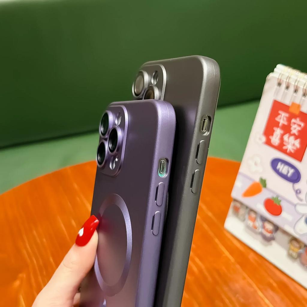 Luxury For Magsafe Wireless Charging Phone Case For iPhone 16 15 14 13 12 11 Pro Max 16 Plus Magnetic Lens Protector Matte Cover