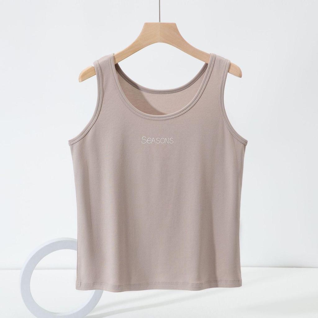 Plus Size Women's Korean Style Cotton Camisole Tank Top - Sleeveless Solid Color for Spring/Summer