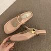 Flat-bottomed Xiaoxiang bag head half slippers women's shoes wear new summer Mary Jane half tray sandals