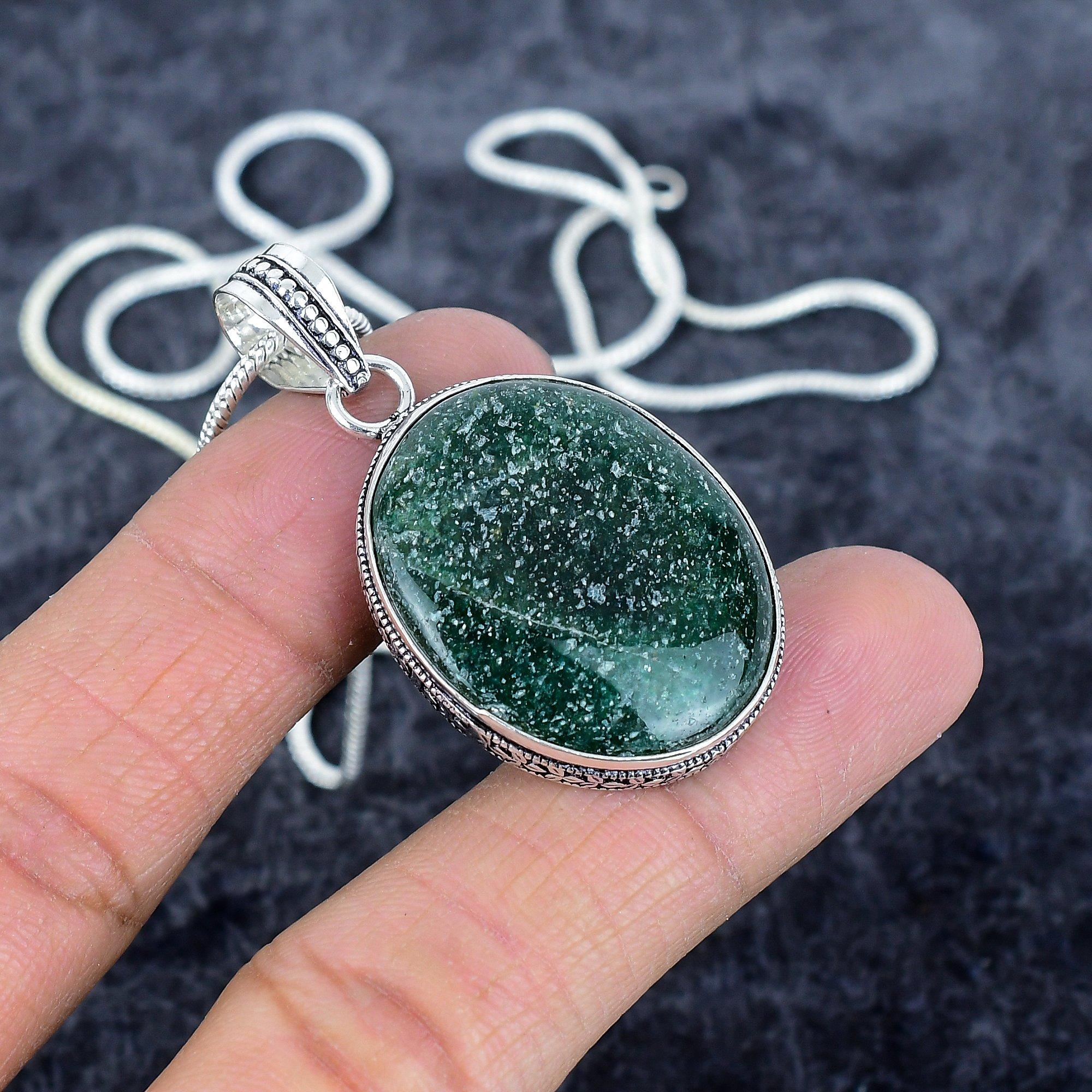 

Зелений Авантюрин Самоцвіт 925 Срібло Стерлінгове Ювелірний Підвіс 1.97 M-2926