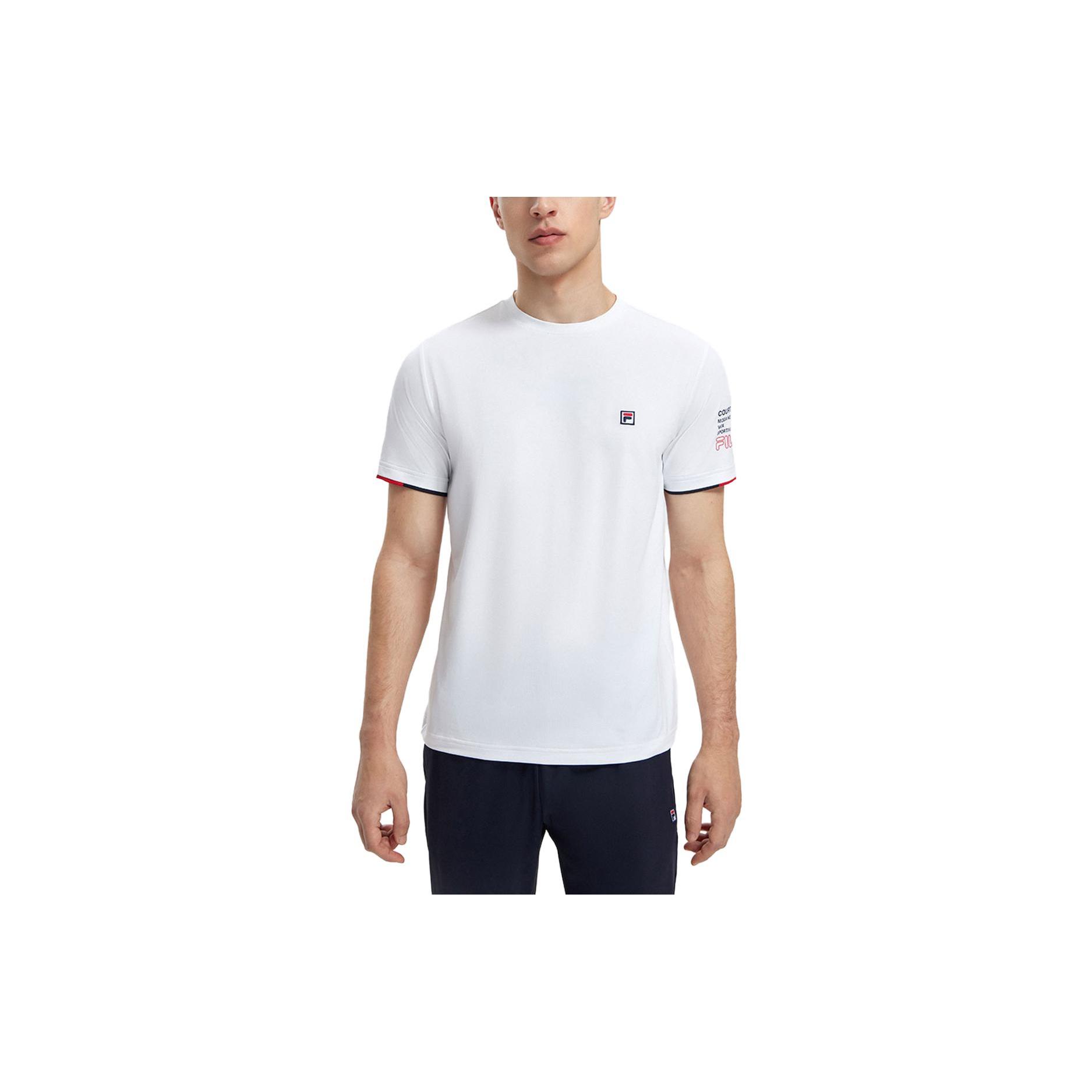 FILA T Shirts Men s Jade White Crew Neck Moderate Straight Fit A11M323104A-WT L