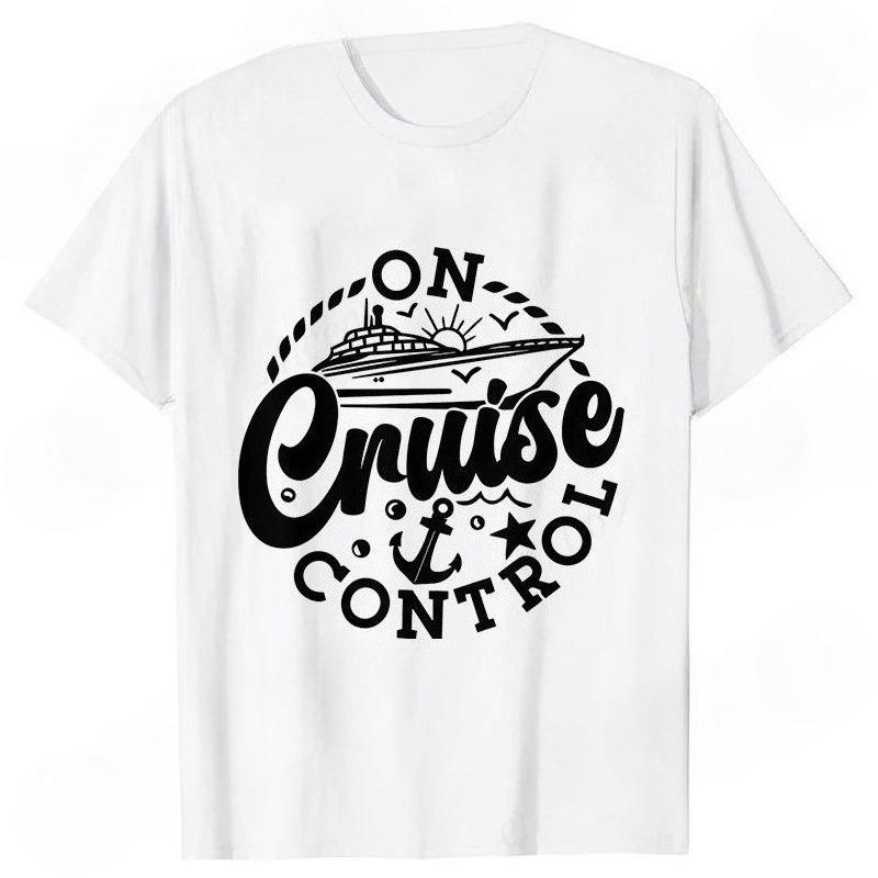 On Cruise Control Tshirts Summer Holiday Vacation Party Y2k Tops Family Matching Short Sleeve Tees Trip Travel Unisex Clothing