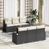 VidaXL 7-Piece Garden Sofa Set with Cushions Black Poly Rattan Acacia 3347523