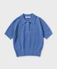 NONBLANK Raglan Half Sleeve Collar Crop Knit_Melange Blue