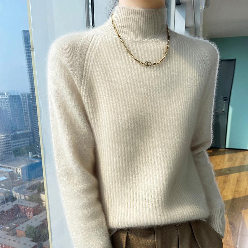 

Autumn and winter new simple basic pullover knitted bottoming shirt women s loose fashion semi-turtleneck sweater with top One Size