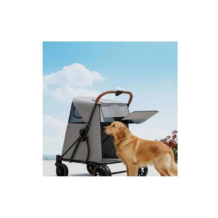 Large Dog Stroller Swivel Wheels Foldable Pet Stroller Pet Travel Enclosed for Other Pets, Outdoor Walking, Transport