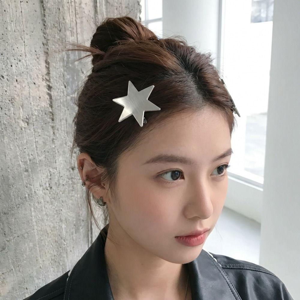 Creative Pentagram Hairpin Spicy Girl Metal Duckbill Clip Fashion Children Side Clip Daily