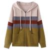 Damen Strickjacke mit Kapuze in Colorblock