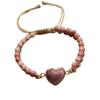 Bohemian Red Heart-Shaped Redwood Stone Double-Layer Woven Women's Bracelet