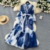 Sexy Long Sleeve Mesh Sweet Print Dress Chic Vintage Evening Party Club  Women Chic Summer Beach Long Dresses