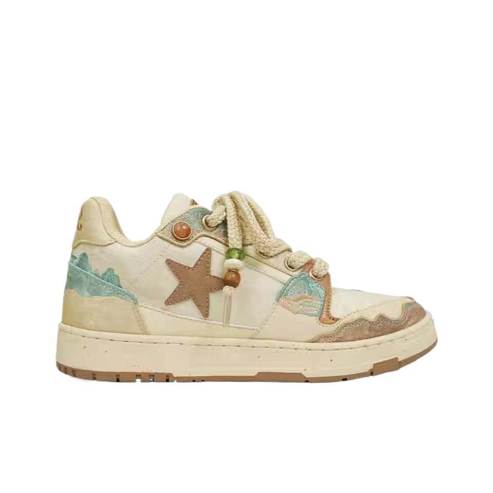 2025 spring and summer new Qingming Shanghe map star fashion versatile board shoes men and women couples with the same style Guochao