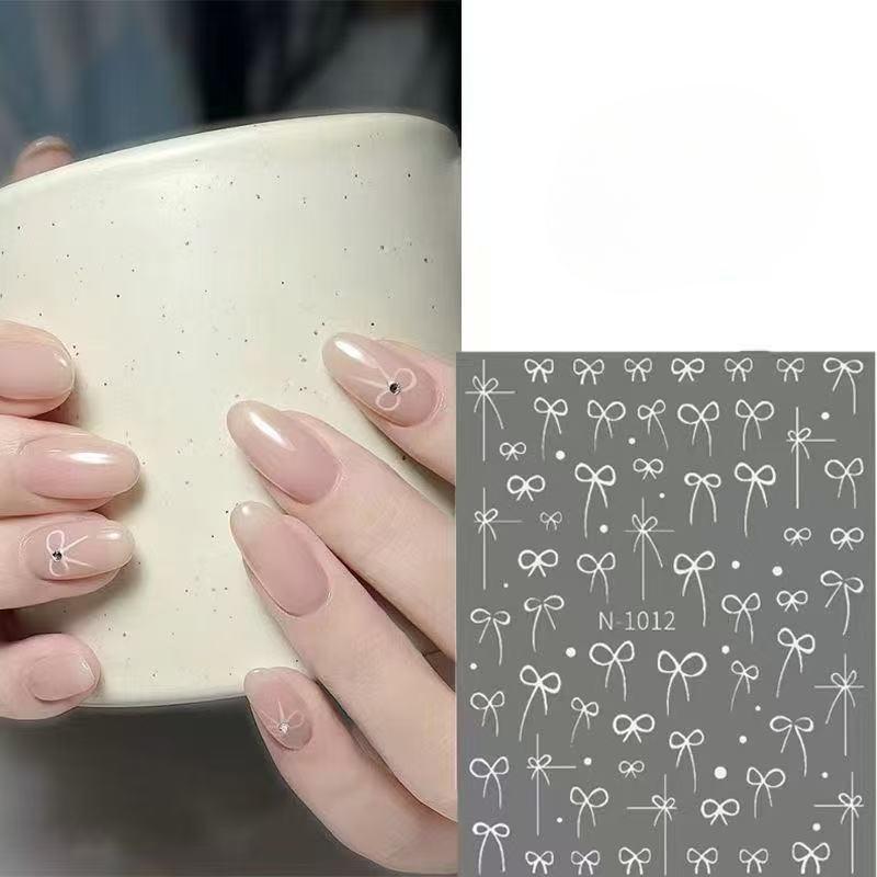 

Jennie Bow Nail Art Sticker Ins Girl Bow Relief Gift Knot White