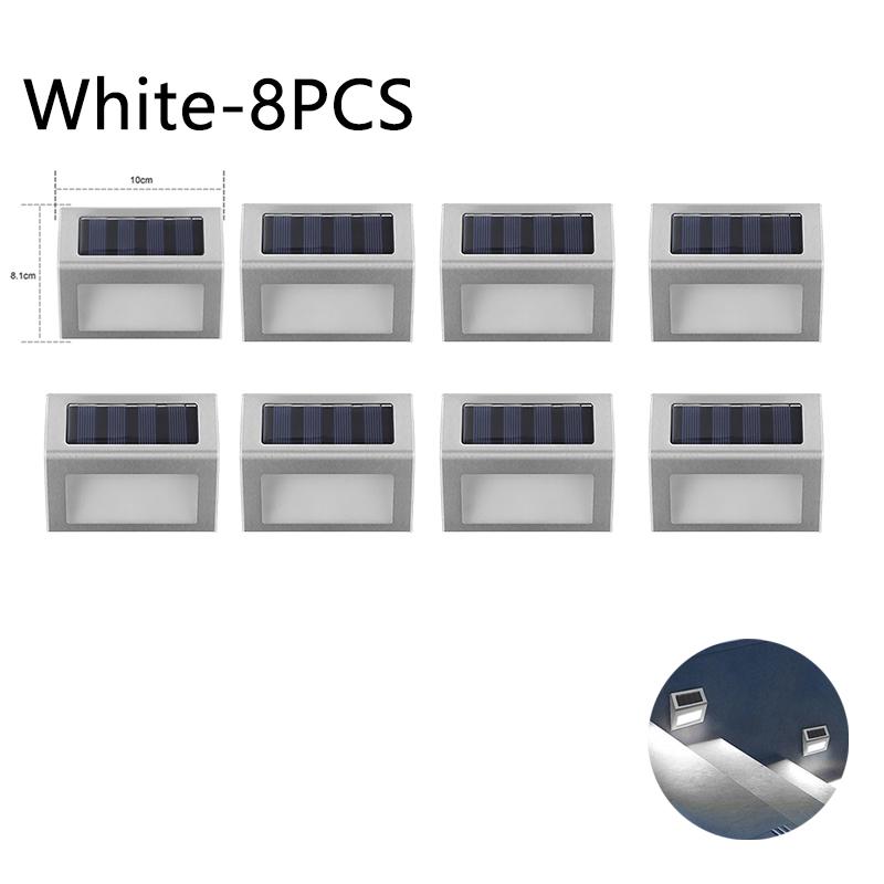 10PCS Solar Step Lights Solar Fence Lights Outdoor 3LED Stainless Steel Wall Lamps Deck Lights For Stair Fence Step Walkway Pati