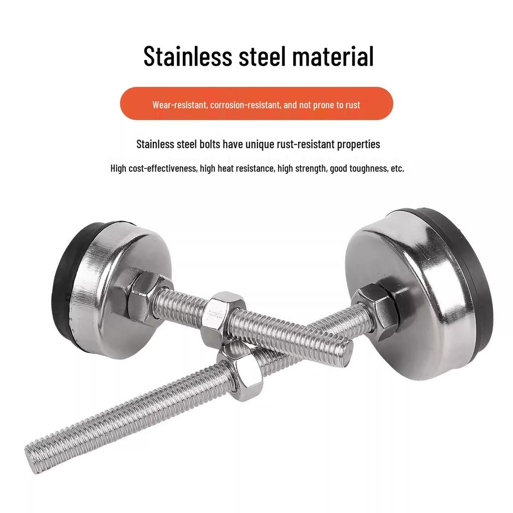304 Stainless Steel Adjustable Anti-Slip Leveling Foot with Adhesive - Available In Sizes M5 To M20