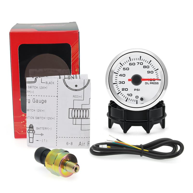52mm Oil Pressure Gauge Boost Tachometer Voltmeter Air-Fuel Ratio Water Temp Oil Temp EGT Gauge Change 7 Colors Fit for 12V Car