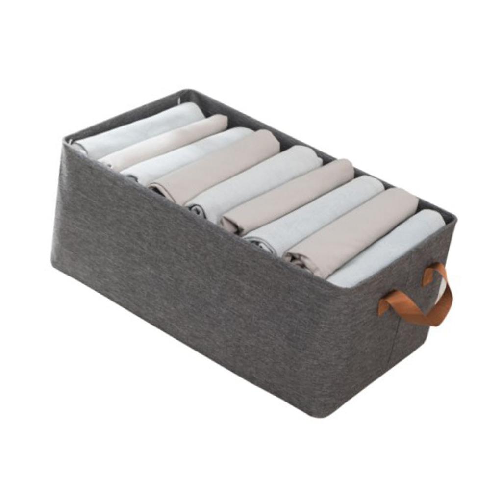 Clothes Storage Bin Foldable Cationic Clothes Organizer with Handle for Bedroom Closet Gray