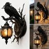 Durable Resin Wall Art for Garden Windowsill Vintage Crow On Branch Lamp, Gothic Dragon Sconce Mounted Light Fixtures Bedroom Living Room Bedroom,