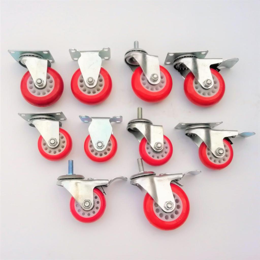 Medium Red Flower Eye Swivel Caster Wheel PVC