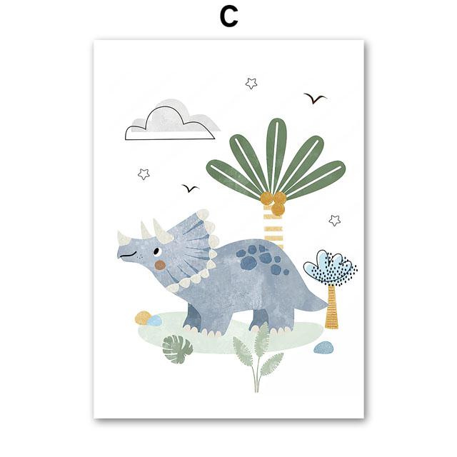 

T-Rex Triceratops Brachiosaurus Dino Wall Art Canvas Painting Nordic Dinosaur Posters And Prints Pictures Baby Kids Room Decor 13X18 cm No Framed