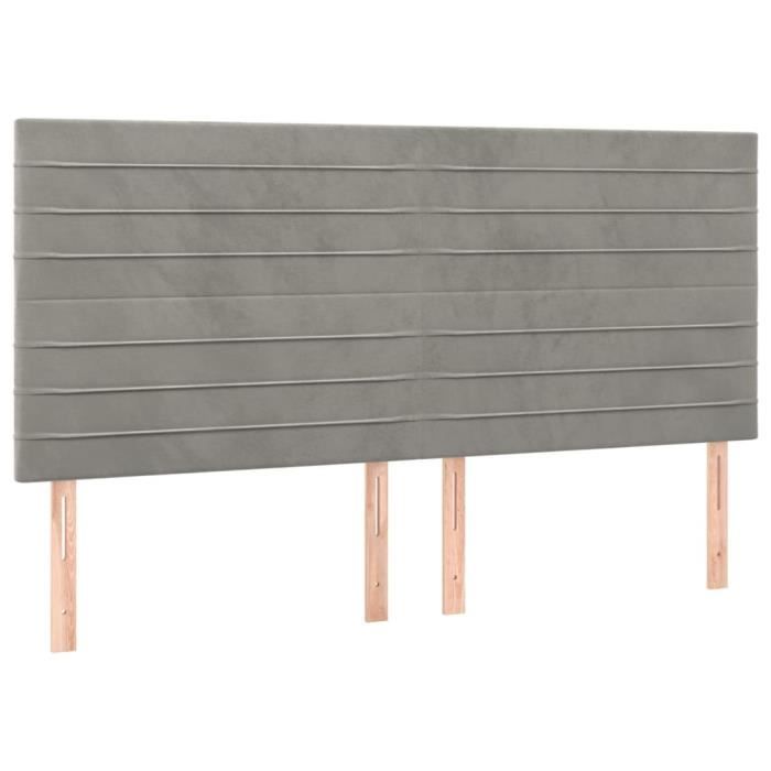 VidaXL Têtes de lit 4 pcs Gris clair 80x5x78-88 cm Velours3116526