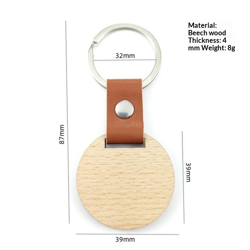 Blank Wooden Keychain Engraved Pattern Key Rings Painting Craft Key Chain Keyring Decoration