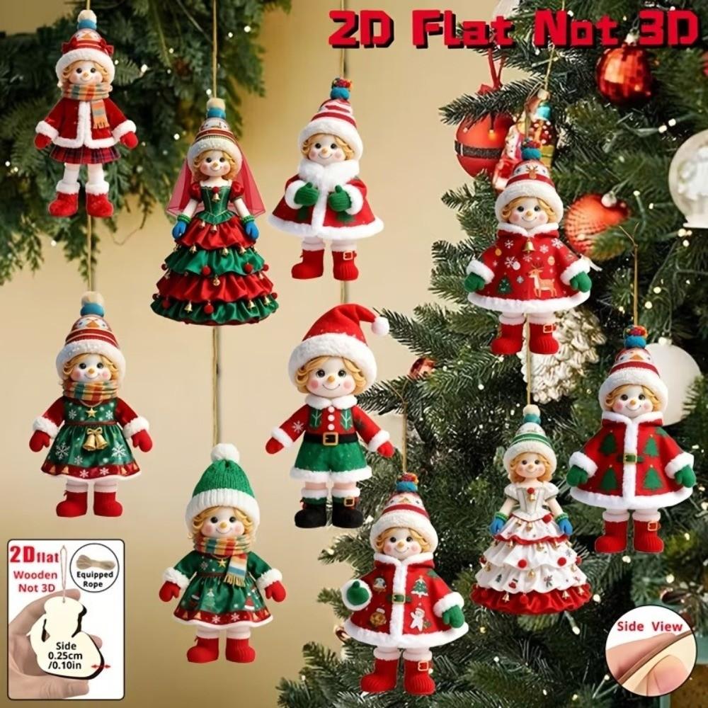 2D Flat Christmas Tree Decor Wooden Xmas Decor Christmas Hanging Thanksgiving Decoration
