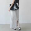 Women's Summer Lazy Style Breathable Cotton-Linen Midi Skirt - Loose Back Slit Straight A-Line Maxi Skirt with Korean Chic