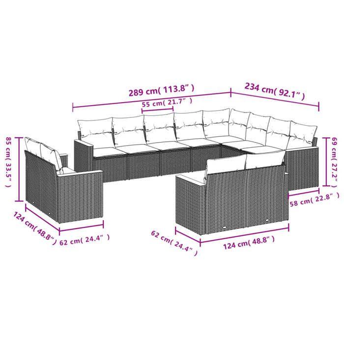 VidaXL Salon de Jardin avec Coussins 12 pcs, Canapés de Terrasse, Ensemble de Meubles de Patio, Mobilier d'Extérieur, Beige 3258915