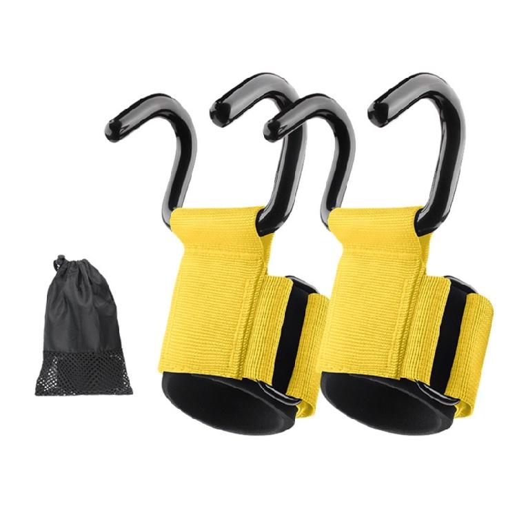 

Multipurpose Weight Lifting Wrist Strap Iron Hook Ergonomic Padding for Pull up Exercises Barbells Training Gym Use жовтий