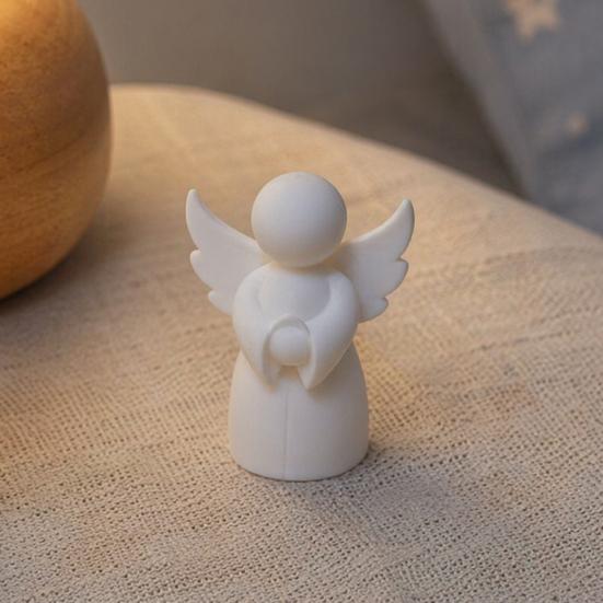 Yousheng 3D Printed Angel Figurine, Little White Guardian Angel Statue, Healing Winged Angel Figure for Home Desktop Shelf