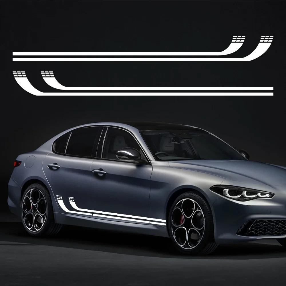 2PCS Car Door Side Vinyl Film Stickers For Alfa Romeo Giulietta Sport Long Stripe Styling PVC Decals Tuning Auto SUV Accessories zw0