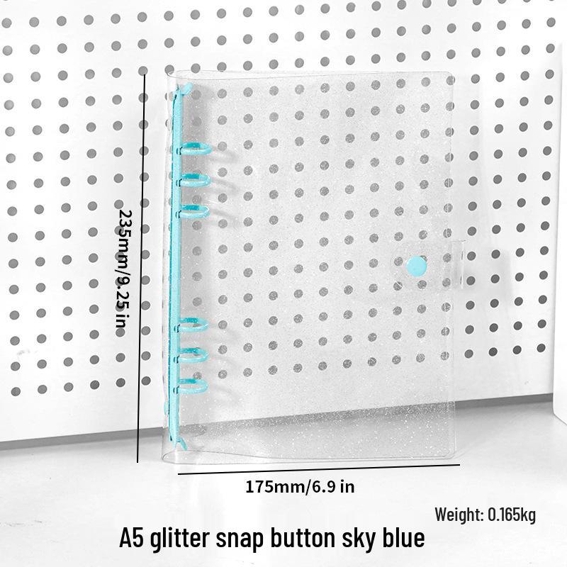 Couverture de cahier en PVC transparent souple style INS, A5 à feuilles mobiles, design A6 mignon et simple