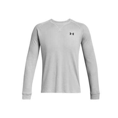 Dfo Waffle Crew Solid Color Round Neck Fitness Quick-Dry Long Sleeve T-Shirt Men Tops Modern-Gray 1302355-011