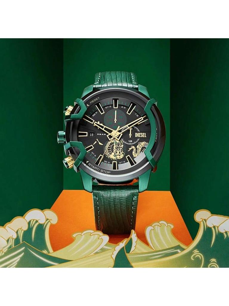 Diesel Men's Quartz Watch Leather Strap 48mm Dial DZ4651