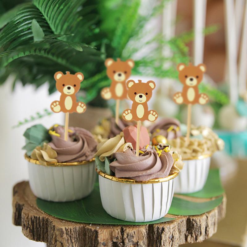 20pcs Cute Bear Food Picks Cake Dessert Toothpicks Fruit Forks Wedding Birthday Party Baby Shower Decoration Supplies Christmas