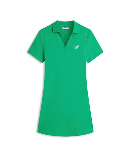 TOMMY HILFIGER Script Open Neck Polo Dress (T22G3Tdr090Wt1Ms3)