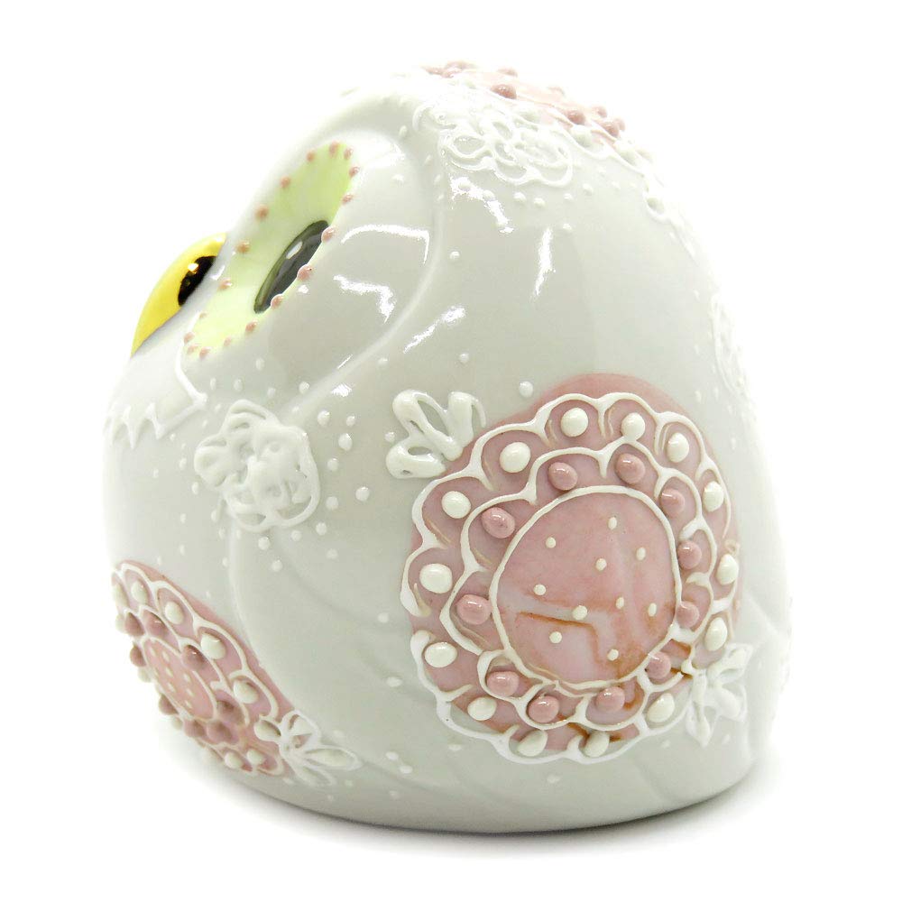 Lucky Charm Figurine, Kutani Ware, Ball Owl, Large (Pink), Ceramic, Gift, 60th Birthday Present