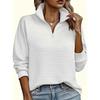 Damen Casual Reißverschluss Pullover, Langarm V-Ausschnitt Lockerer Pullover, Einfarbige, Geeignet für Frühling und Herbst, Normaler Saum
