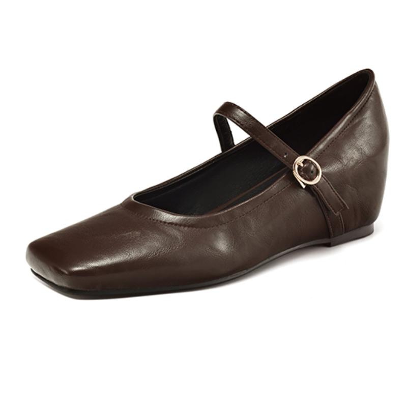 

Элегантные женские туфли Мэри Джейн на танкетке 2025 Весна Ремни Мода Белые Черные На низком каблуке Вечерние Свадебные туфли Женские туфли-лодочки 41 коричневый