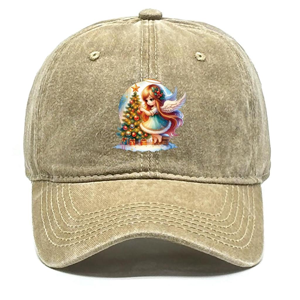 Angel Gift Print Snapback Baseball Cap, Trucker Hat Sunshade Fit Sun Visor Retro Adjustable Sun Hat