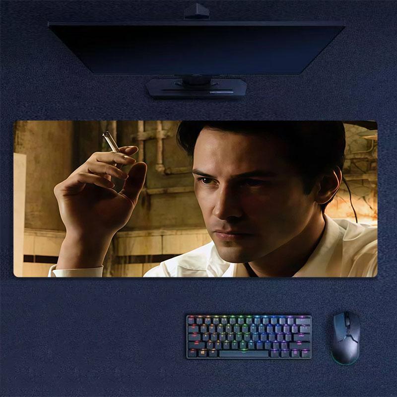 Keanu Mouse Pad, Large Gaming Desk Mat, Non-slip XXL Mousepad for Laptop & Tablet, Mini PC Playmat with Stitched Edges