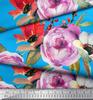 Soimoi Japan Crepe Satin Fabric Leaves,Poppy & Peony Flower Decor Fabric Printed Metre 42 Inch