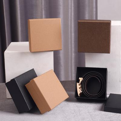 13x13x5.5cm Brown Kraft Paper Covered Cardboard Box Cardboard Travel Ring Necklace Earring Packaging Organizer Boxes  Black Men's Belt Packaging Box