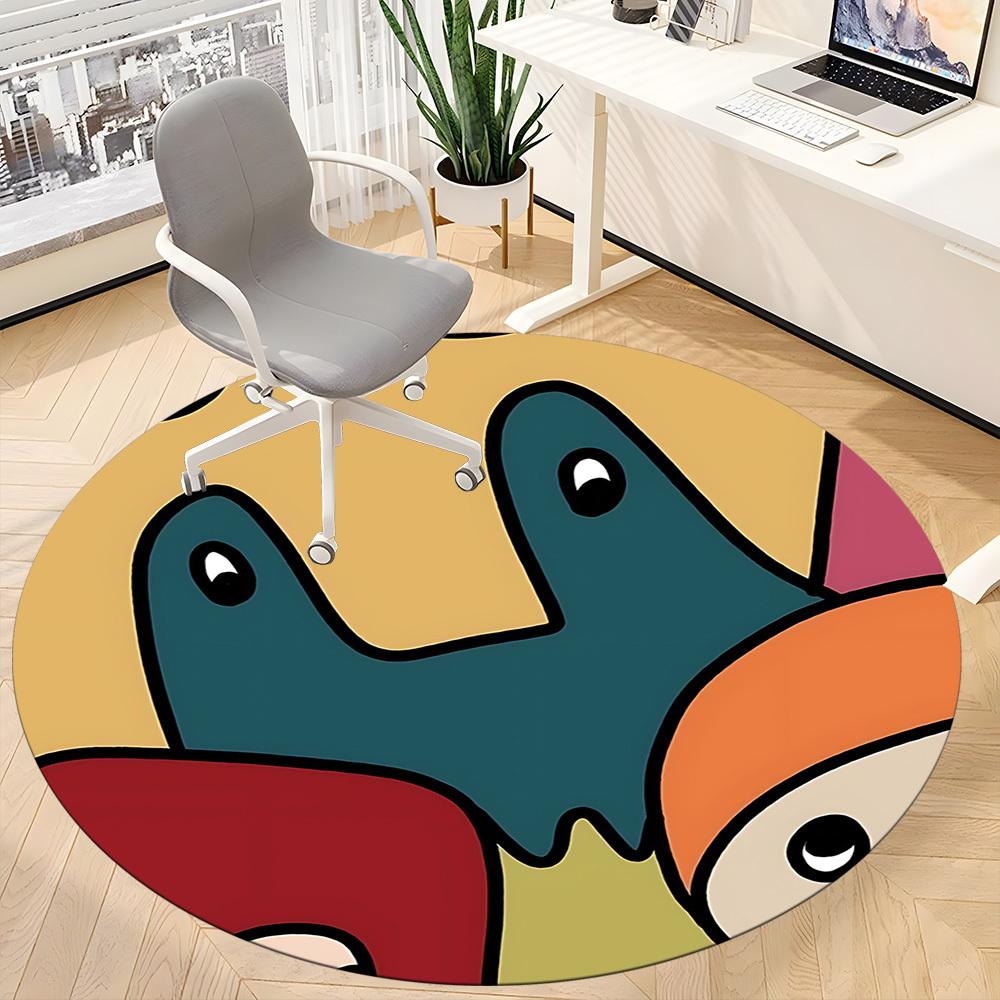 1pc Doodle Art Office Round Area Rug,  Mat Suitable For Office, Under Office Chairs Bedroom Living Room Home Decor, Room Deco