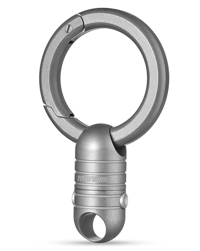 

[TISUR] Round Carabiner Key Holder, Small, Stylish, Car Key Ring, Key Storage (Titanium Gray Round Carabiner + Titanium Magnet Releaser)