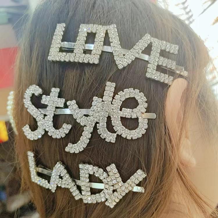 Exaggerated Rhinestone Letter Hair Clip - Simple, Fashionable, Versatile Style