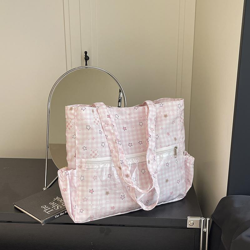 

Красивая, повседневная, легкая клетчатая, свежая и вместительная женская переносная сумка-тоут, сумка на плечо/подмышку, женская розовый